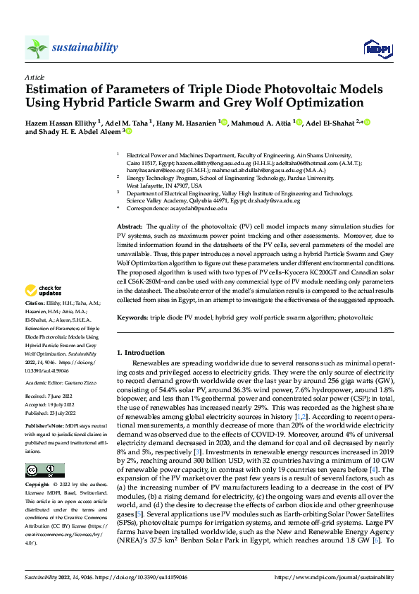 (PDF) Estimation of Parameters of Triple Diode Photovoltaic Models ...
