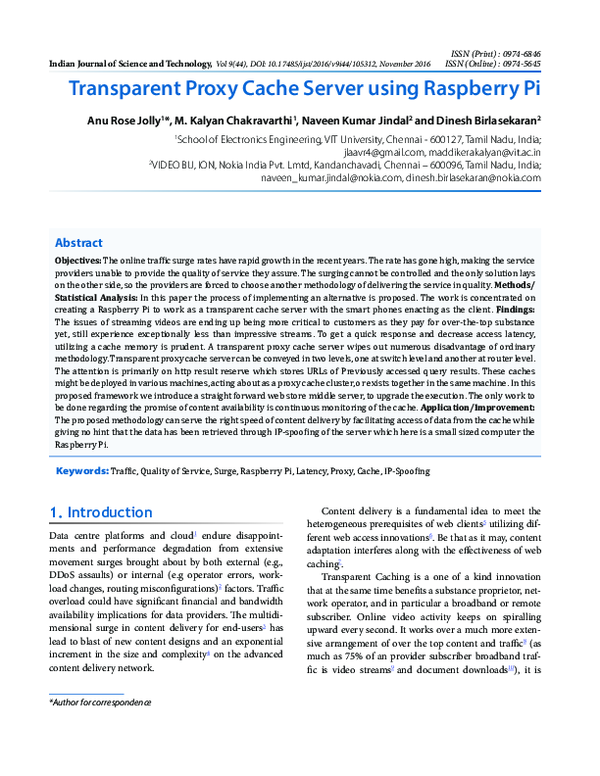 (PDF) Transparent Proxy Cache server using Raspberry Pi | ANU ROSE ...
