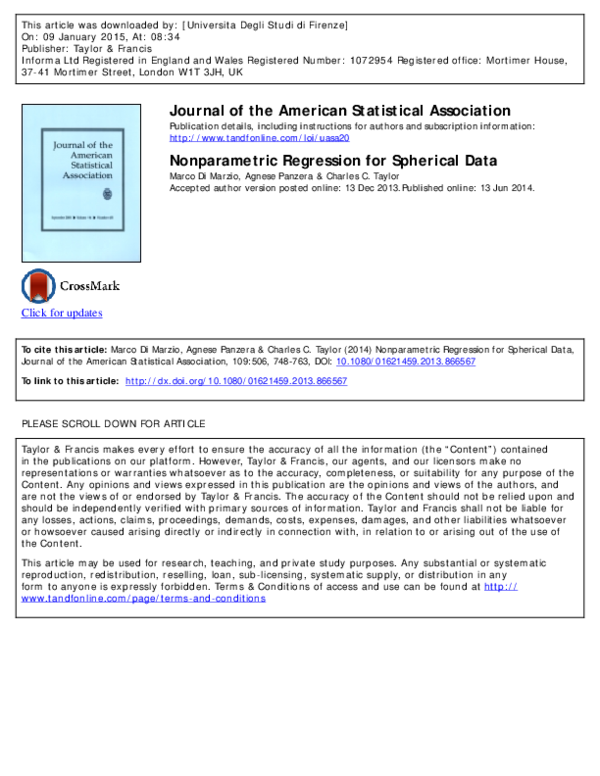 (PDF) Nonparametric Regression for Spherical Data