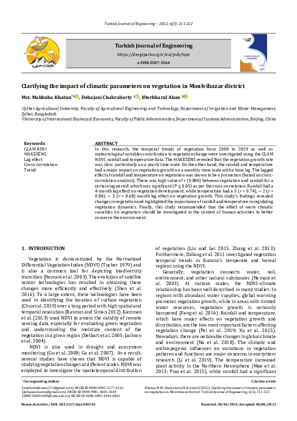 (PDF) Clarifying the impact of climatic parameters on vegetation in ...