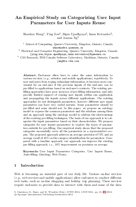 (PDF) An Empirical Study on Categorizing User Input Parameters for User ...