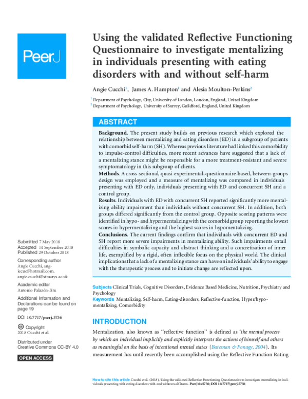 (PDF) Using the validated Reflective Functioning Questionnaire to ...