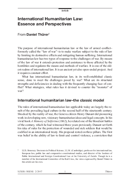 (PDF) International Humanitarian Law: Essence and Perspectives