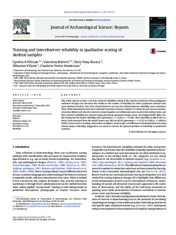 (PDF) Training and interobserver reliability in qualitative scoring of ...
