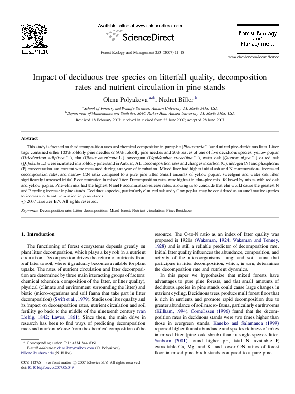 (PDF) Impact of deciduous tree species on litterfall quality ...
