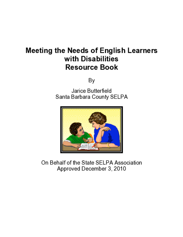 (PDF) Meeting the Needs of English Learners with Disabilities Resource Book
