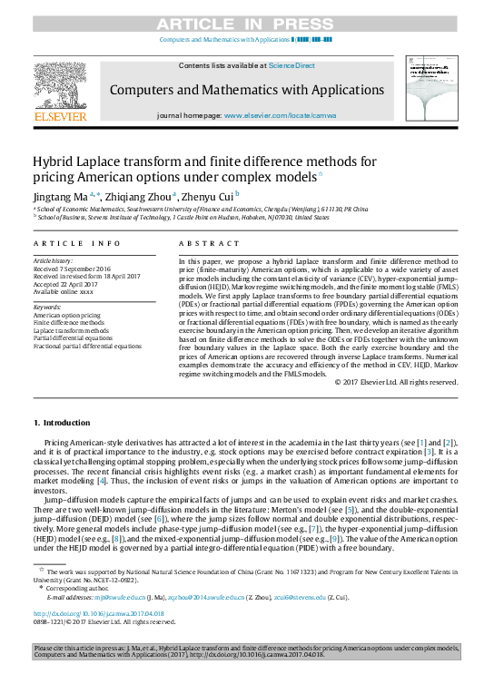 (PDF) Hybrid Laplace transform and finite difference methods for ...