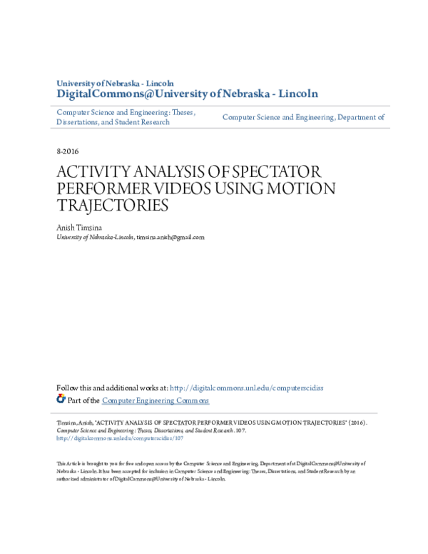 (PDF) Activity Analysis of Spectator Performer Videos Using Motion ...