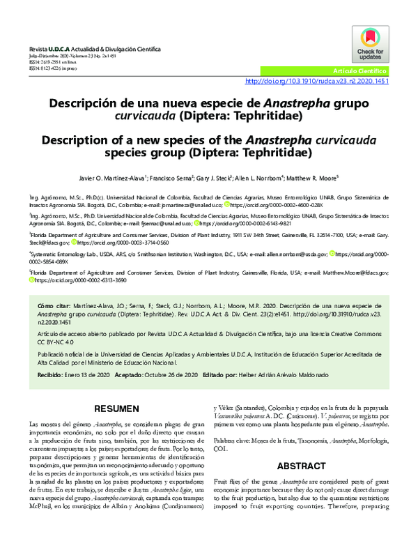 (PDF) Descripción de una nueva especie de Anastrepha grupo curvicauda