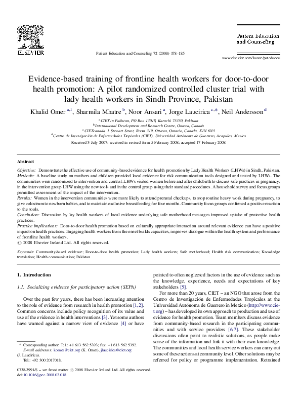 (PDF) Evidence-based training of frontline health workers for door-to ...