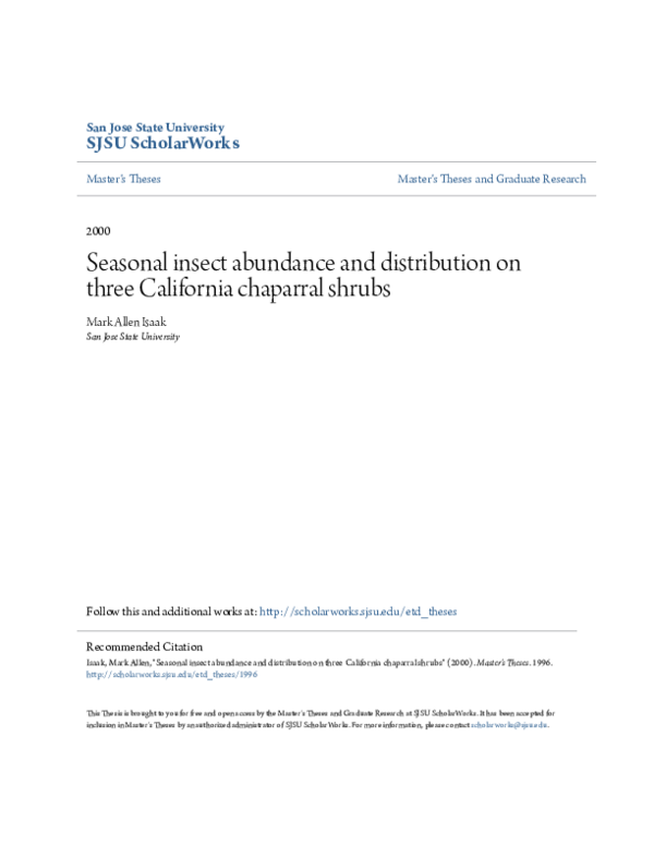 (PDF) Seasonal insect abundance and distribution on three California ...