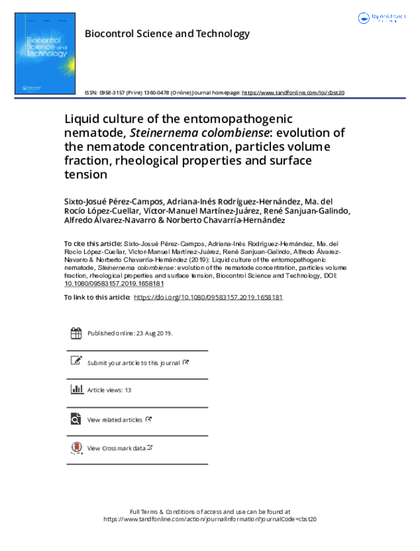 (PDF) Liquid culture of the entomopathogenic nematode,Steinernema ...