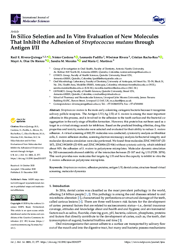 (PDF) In Silico Selection and In Vitro Evaluation of New Molecules That ...