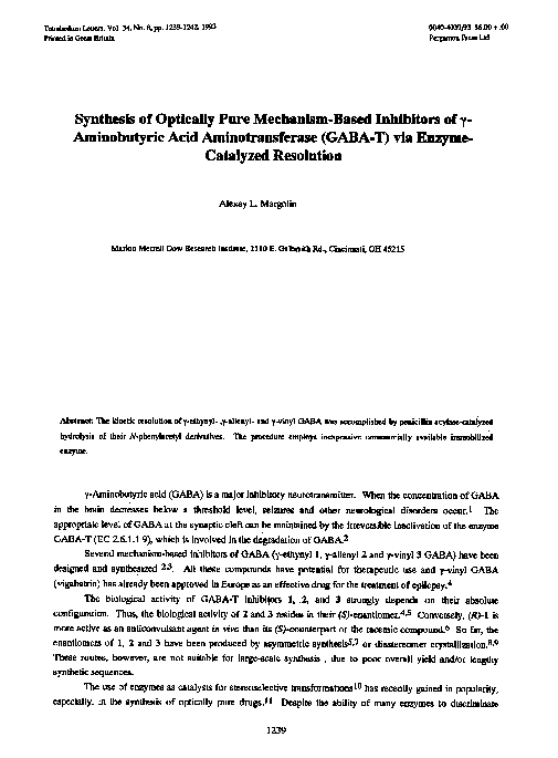 (PDF) Synthesis of optically pure mechanism-based inhibitors of γ ...
