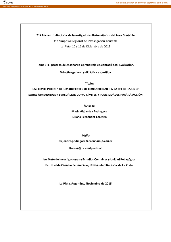 (PDF) Las concepciones de los docentes de Contabilidad en la FCE de la ...