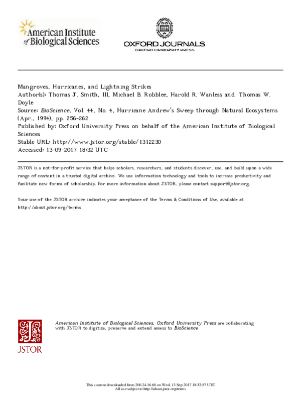 (PDF) Mangroves, Hurricanes, and Lightning Strikes
