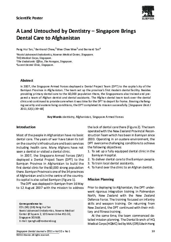 (PDF) A Land Untouched by Dentistry Singapore Brings Dental Care to Afghanistan Bertrand