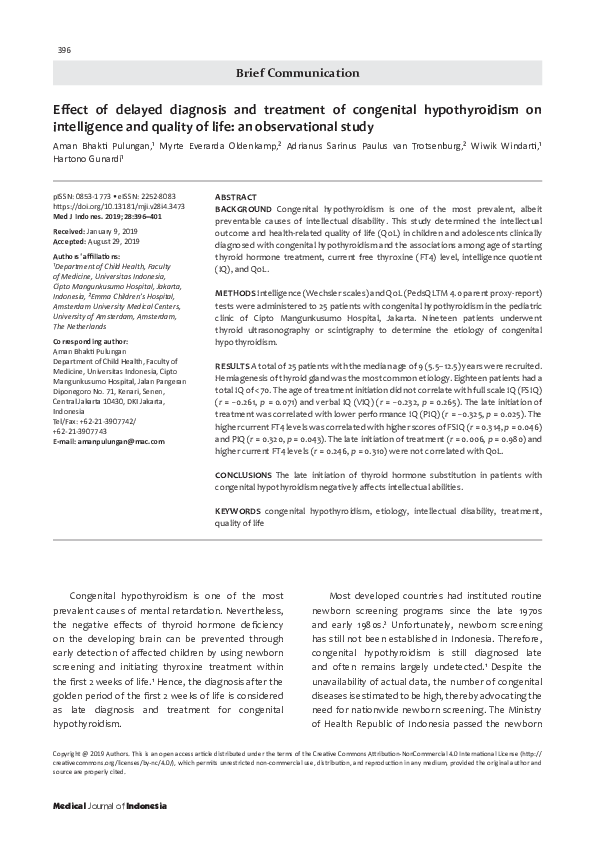 (PDF) Effect of delayed diagnosis and treatment of congenital ...