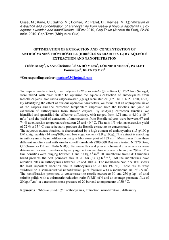 (PDF) Optimization of extraction and concentration of anthocyanins from ...