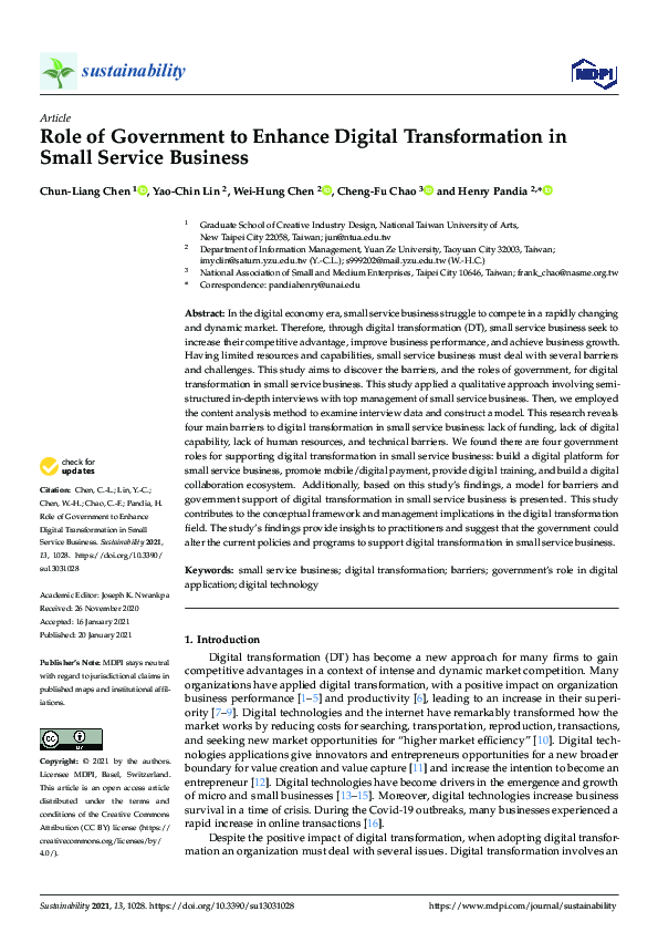 (PDF) Role of Government to Enhance Digital Transformation in Small ...