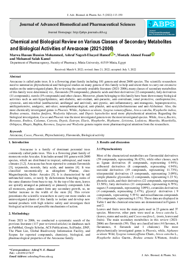 (PDF) Chemical and biological review on various classes of secondary ...