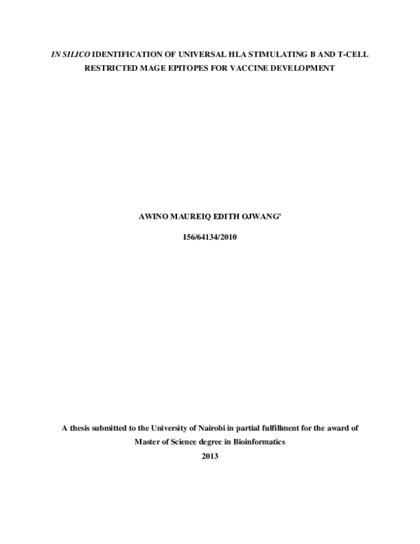 (PDF) In silico identification of universal HLA stimulating B and T ...