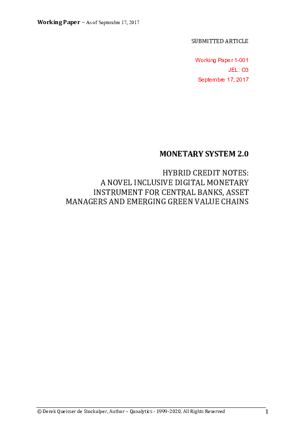 (PDF) Monetary System 2.0 : Hybrid credit notes, a novel inclusive ...