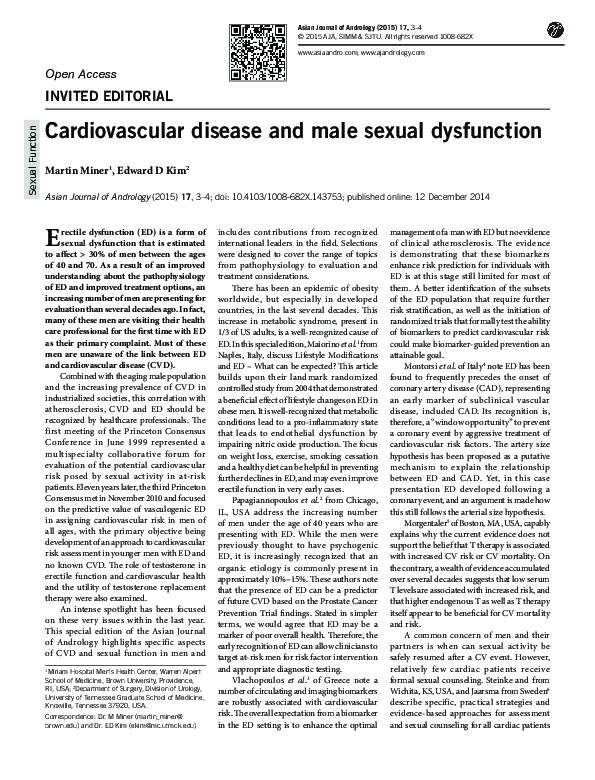 (PDF) Cardiovascular disease and male sexual dysfunction