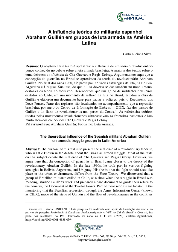 (PDF) influência teórica do militante espanhol Abraham Guillén em