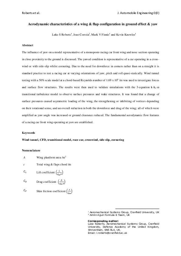 (PDF) Aerodynamic characteristics of a wing-and-flap configuration in ...