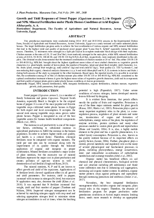 (PDF) Growth and Yield Responses of Sweet Pepper (Capsicum annum L.) to ...