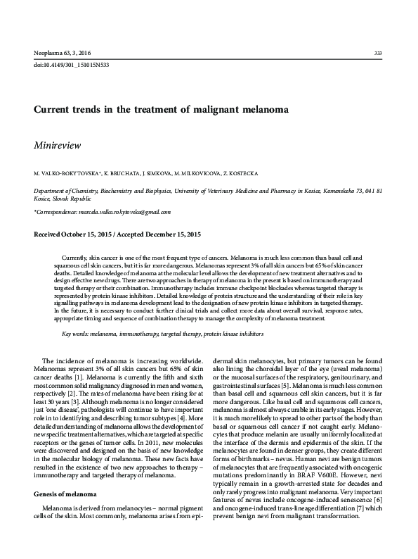 (PDF) Current trends in the treatment of malignant melanoma