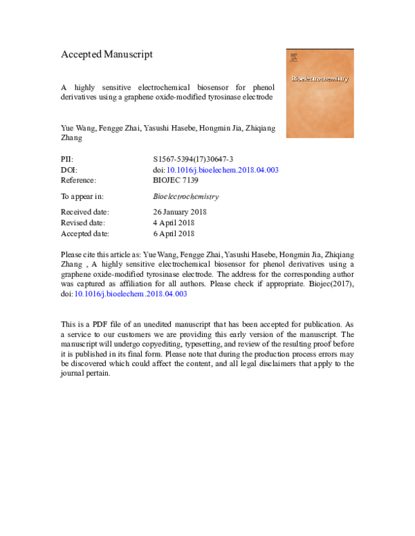 (PDF) A highly sensitive electrochemical biosensor for dopamine and ...