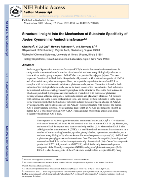 (PDF) Structural Insight into the Mechanism of Substrate Specificity of ...