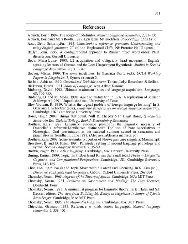 (PDF) Second language acquisition: Theoretical and experimental issues ...