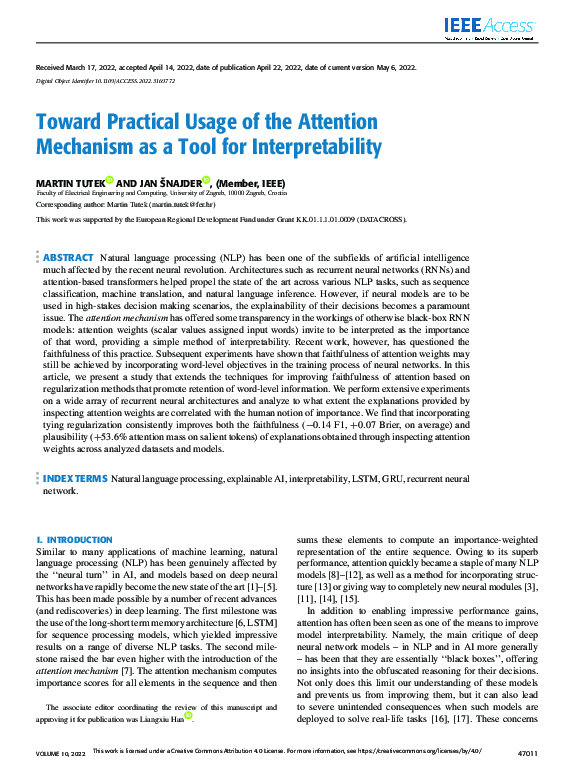 (PDF) Toward Practical Usage of the Attention Mechanism as a Tool for ...