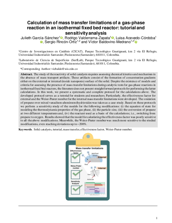 (PDF) Calculation of mass transfer limitations of a gas-phase reaction ...