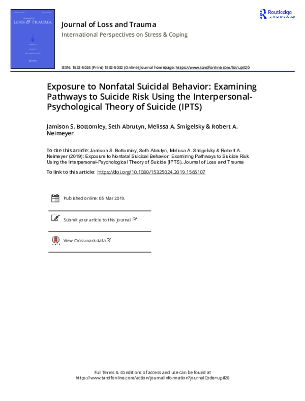 (PDF) Exposure to Nonfatal Suicidal Behavior: Examining Pathways to ...