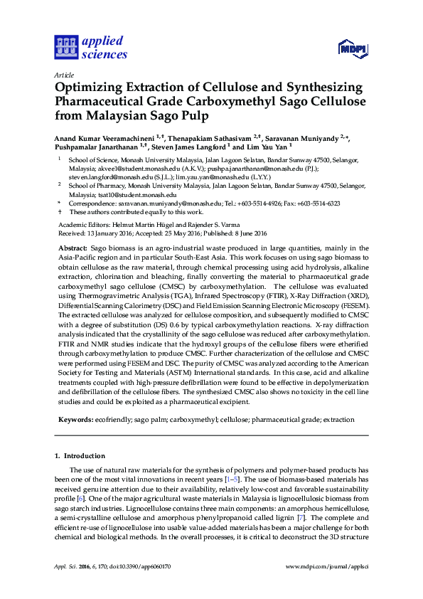 (PDF) Optimizing Extraction of Cellulose and Synthesizing ...