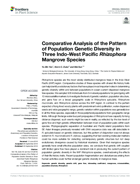 (PDF) Comparative Analysis of the Pattern of Population Genetic ...