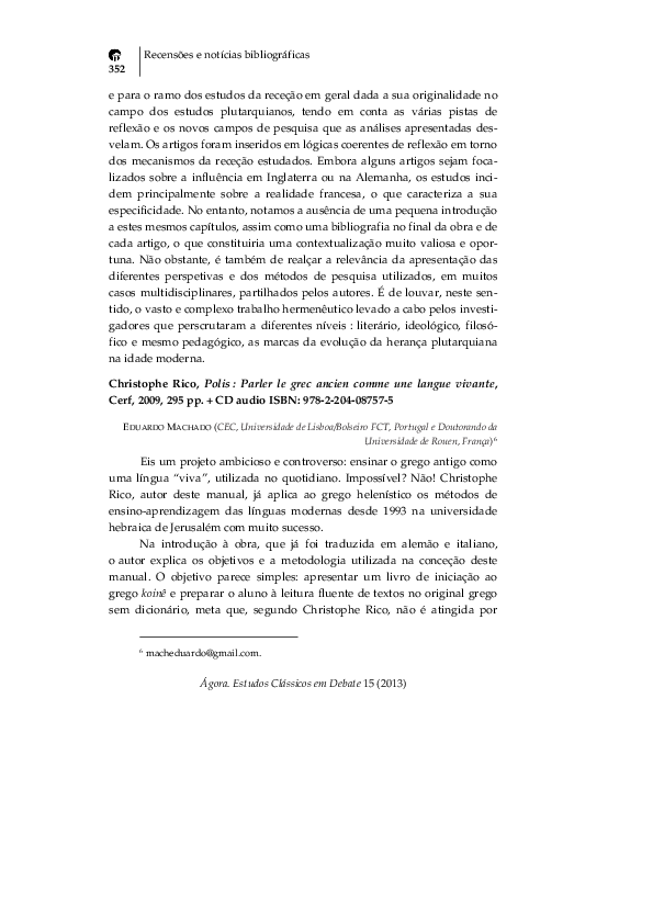 (PDF) Christophe Rico, Polis : Parler le grec ancien comme une langue ...