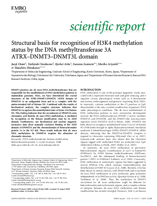 (PDF) Structural basis for recognition of H3K4 methylation status by ...