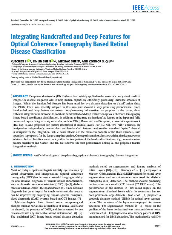 (PDF) Integrating Handcrafted and Deep Features for Optical Coherence ...