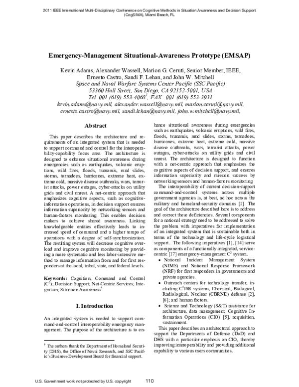 (PDF) Emergency-management situational-awareness prototype (EMSAP)