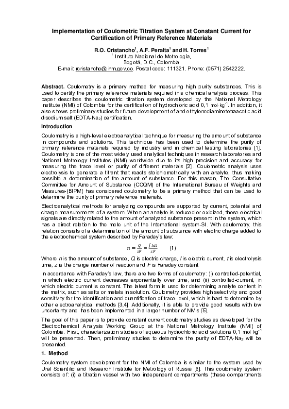 (PDF) Implementation of Coulometric Titration System at Constant ...