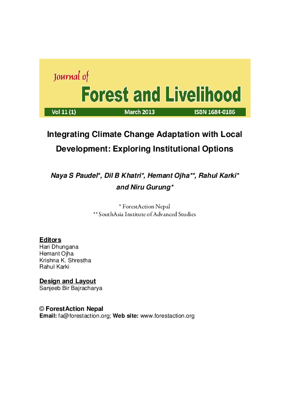 (PDF) Integrating Climate Change Adaptation with Local Development ...