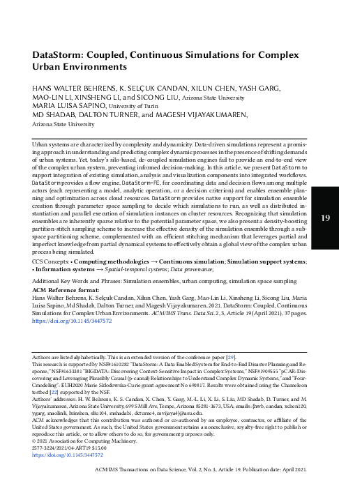 (PDF) DataStorm: Coupled, Continuous Simulations for Complex Urban ...