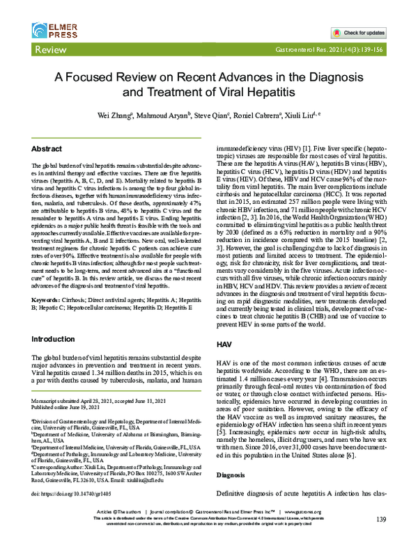 (PDF) A Focused Review on Recent Advances in the Diagnosis and ...