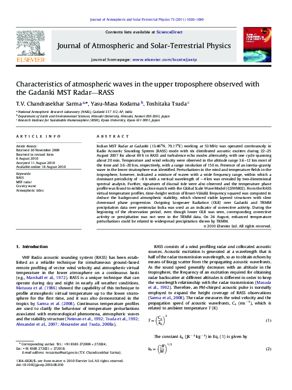 (PDF) Characteristics of atmospheric waves in the upper troposphere ...