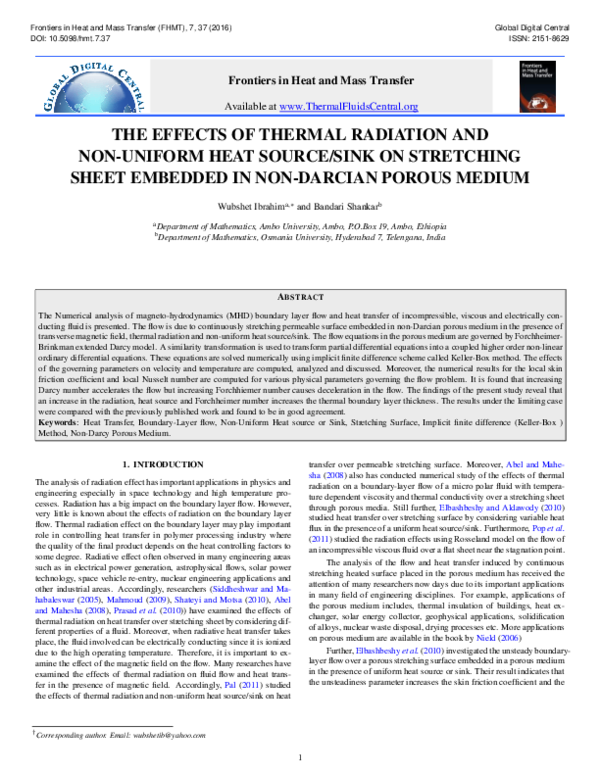 (PDF) The Effects of Thermal Radiation and Non-Uniform Heat Source/Sink ...